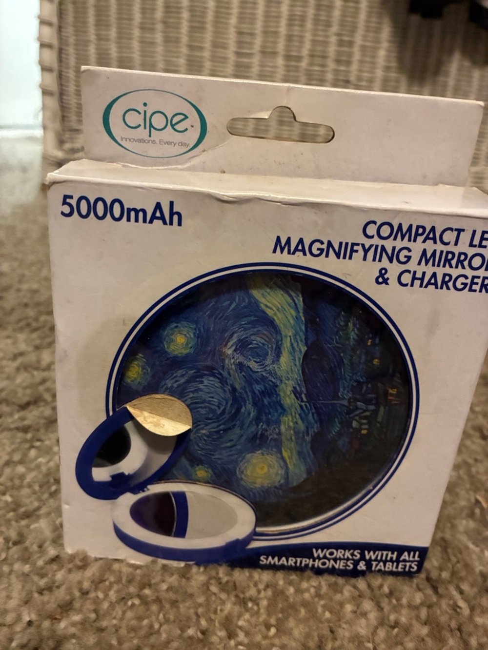 Blue Compact LED Magnifying Mirror & Charger - 5000mAh